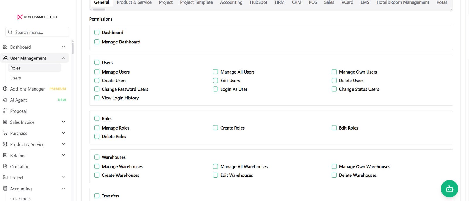 Roles and Permissions